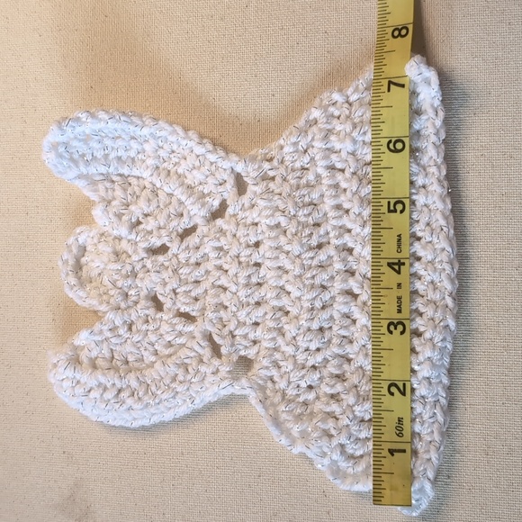 Crocheted Angels 4 handmade white metallic yarn - Picture 6 of 8